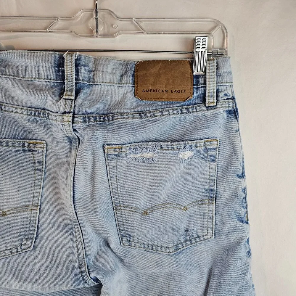 American Eagle Shorts Mens 28 Blue Denim Distressed Ripped Cutoff Jean Grunge